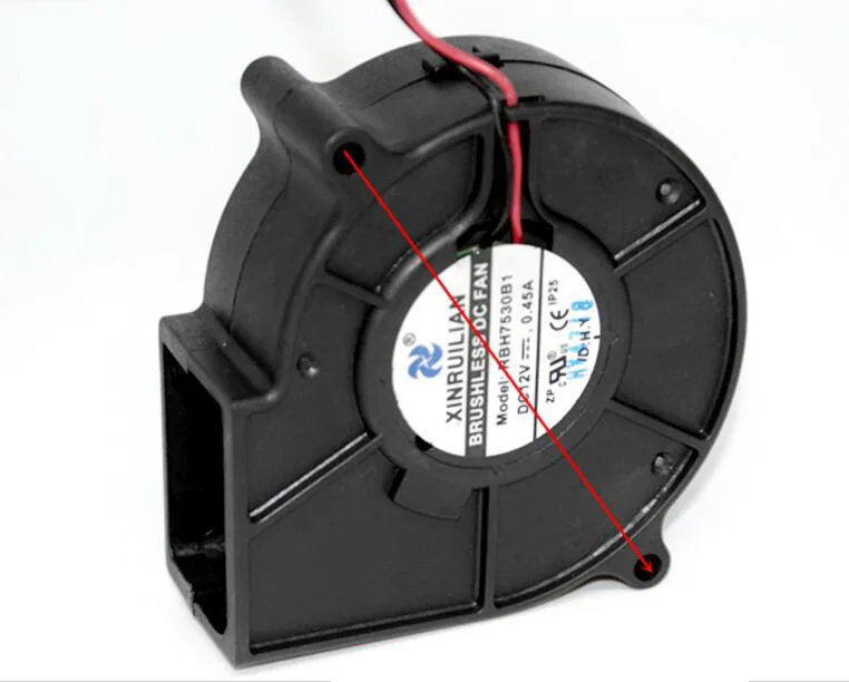 Zyvpee Zyvpee RBH7530B1 75x30mm 12V .45A IP25 2-pin blower case fan — product photo