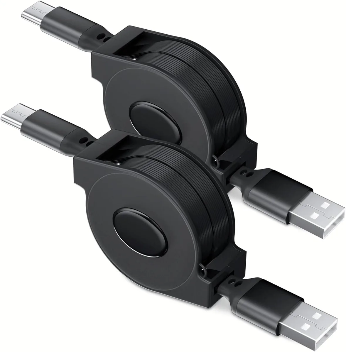 PISKEKAT PISKEKAT Retractable USB-C Cable 2-Pack 3.3FT 2.0A 480Mbps — product photo