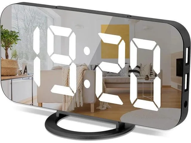 Nexora Nexora 6.1" Mirror LED Alarm Clock Dual USB Black — product photo