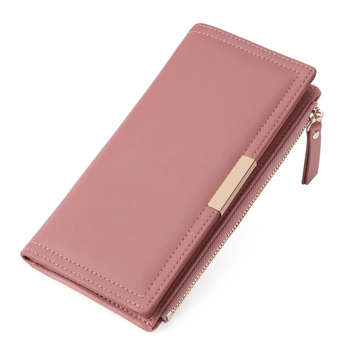  BVEOGMRO Slim Bifold RFID Wallet Pink 7.56 x 4.13 x .79 inch 11 Card Slots — product photo