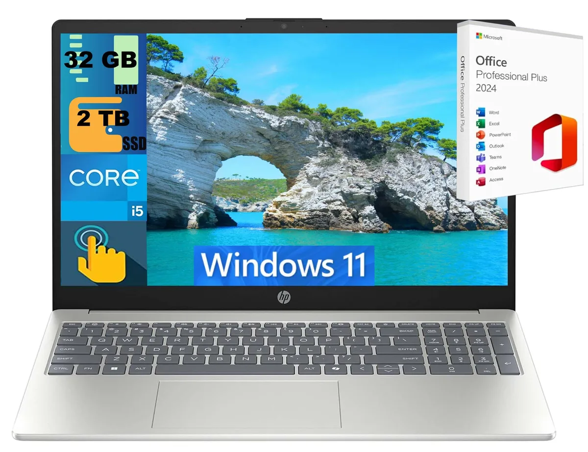 HP HP 15 Raider laptop i5-1334U 10-core 32GB 2TB 15.6" FHD Touchscreen Silver — product photo