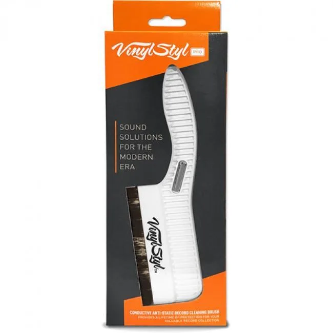 White conductive anti-static record cleaning brush with long microfibre head