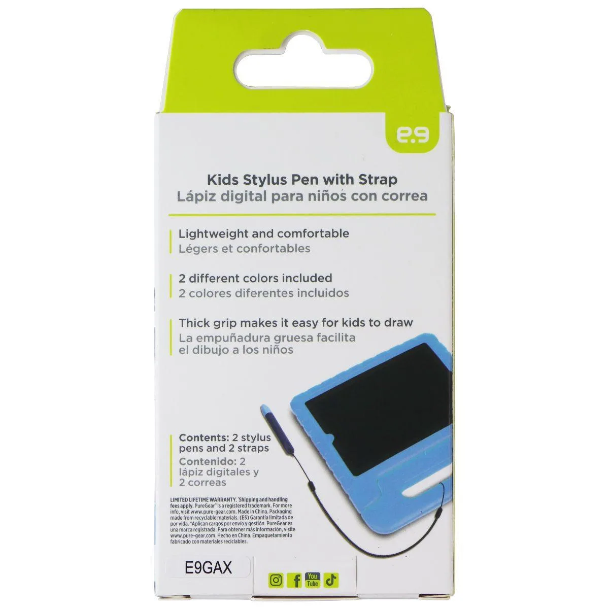 PureGear PureGear Kids Stylus 2 Pack Blue/Purple with Straps — product photo