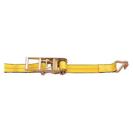 Gold cargo strap with ratchet and J-hooks