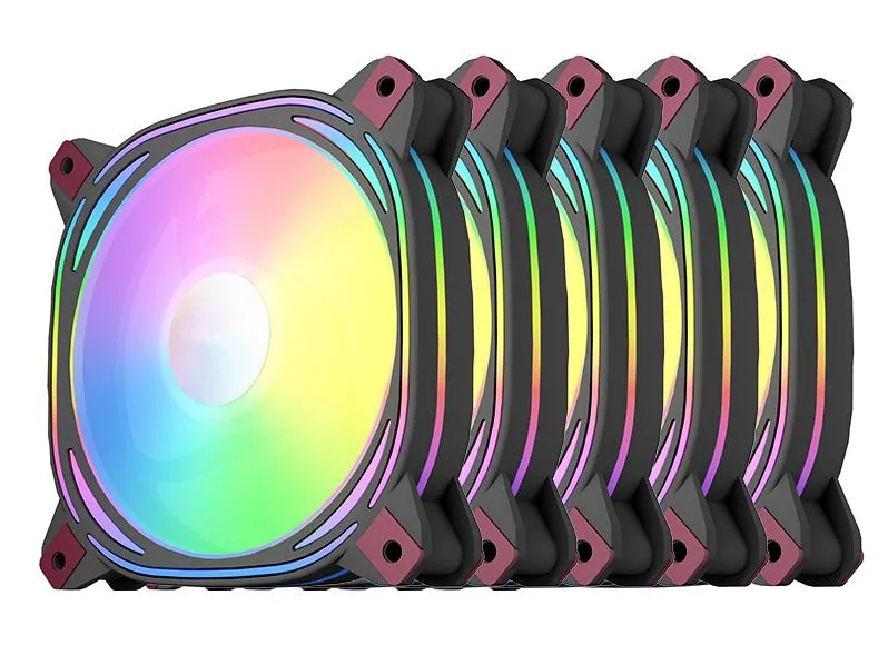 Corn Electronics Corn Electronics aurora Z12 Black ARGB case fan 5-pack 120mm 700-1500RPM 50CFM 26dBA hydraulic bearing PWM — product photo