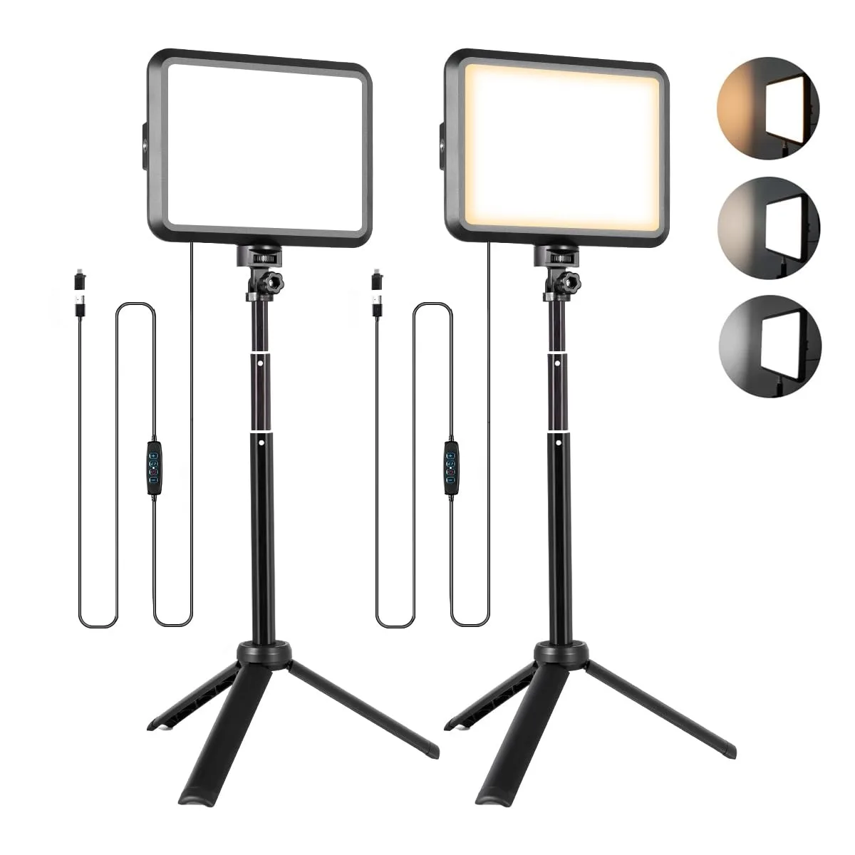  Neewer NV-8InTPLT2P 2-Pack LED Video Light Kit with 29" Tripod Stands, 2800K-6500K Dimmable, USB Powered — product photo