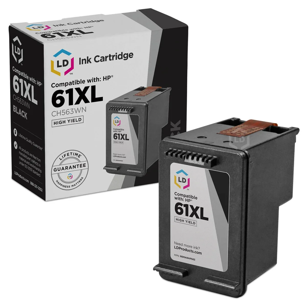 LD Products LD Products HP 61XL CH563WN Black High Yield Ink Cartridge 190 Pages — product photo
