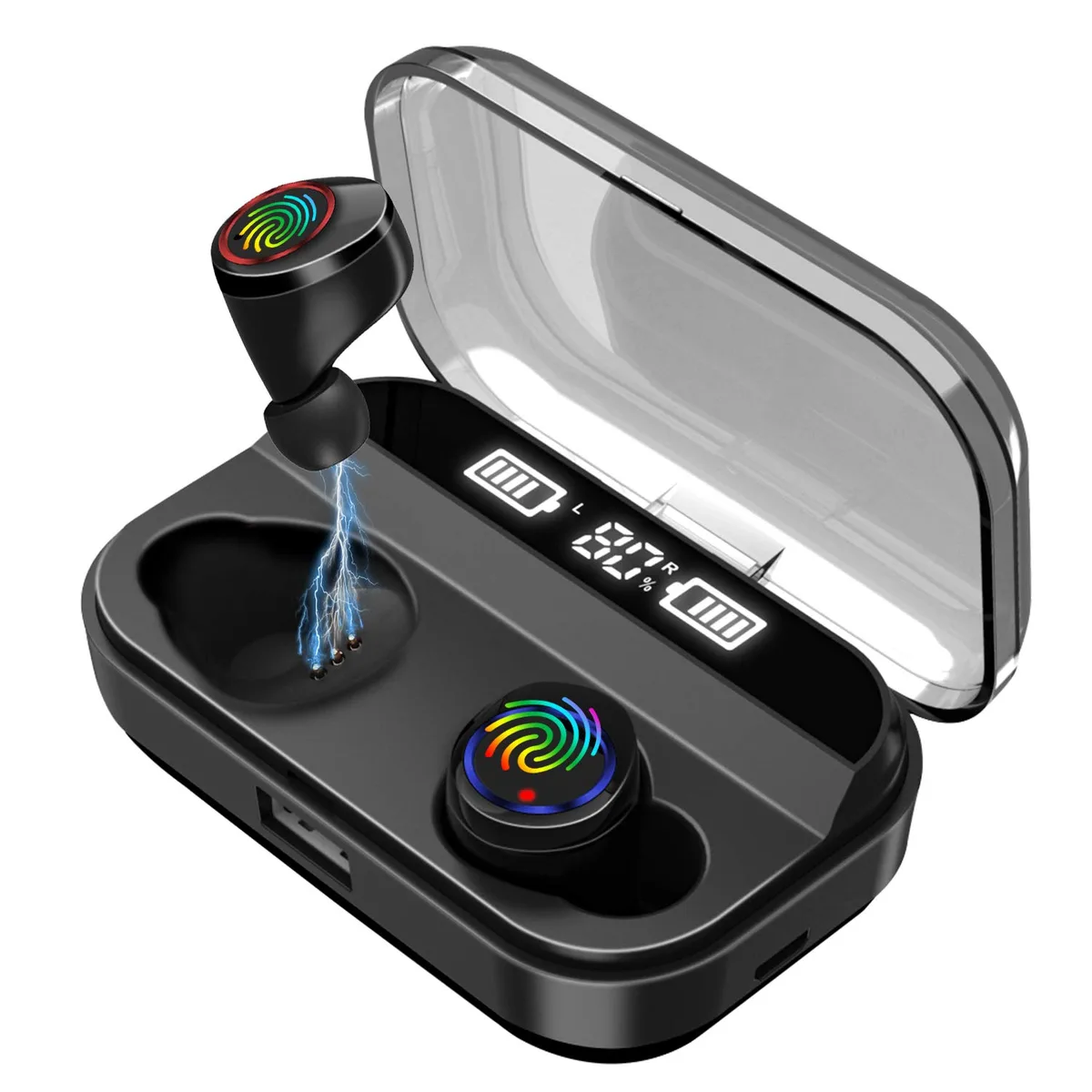 Werleo Werleo Wireless Earbuds Black Bluetooth 5.0 IPX7 4000mAh Charging Display — product photo