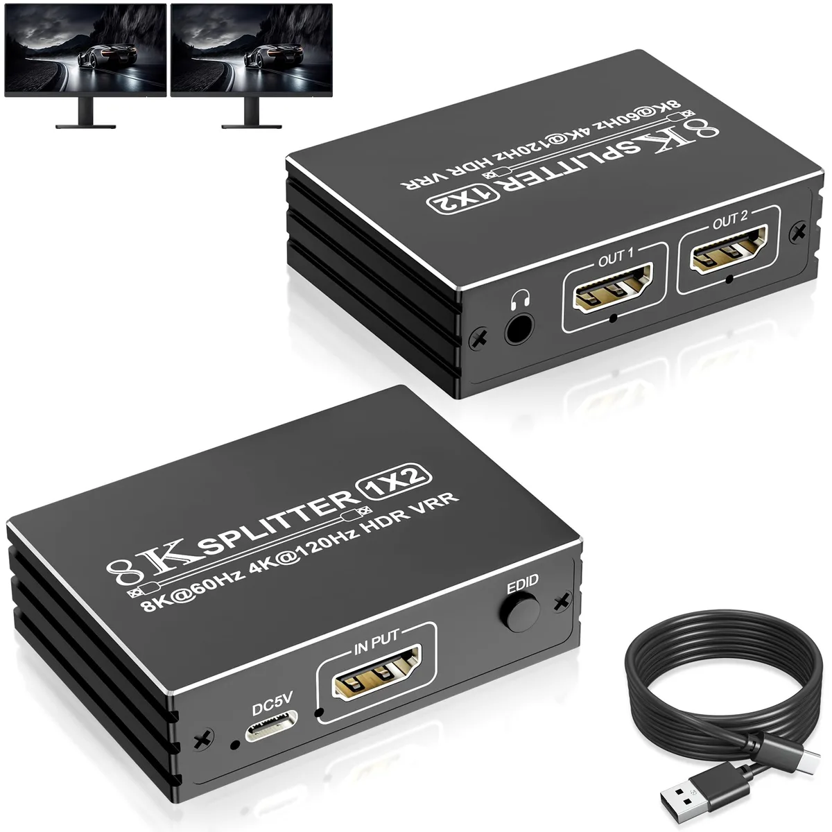 Vszerda Vszerda 8K HDMI 2.1 Splitter 1 in 2 Out video splitter — product photo