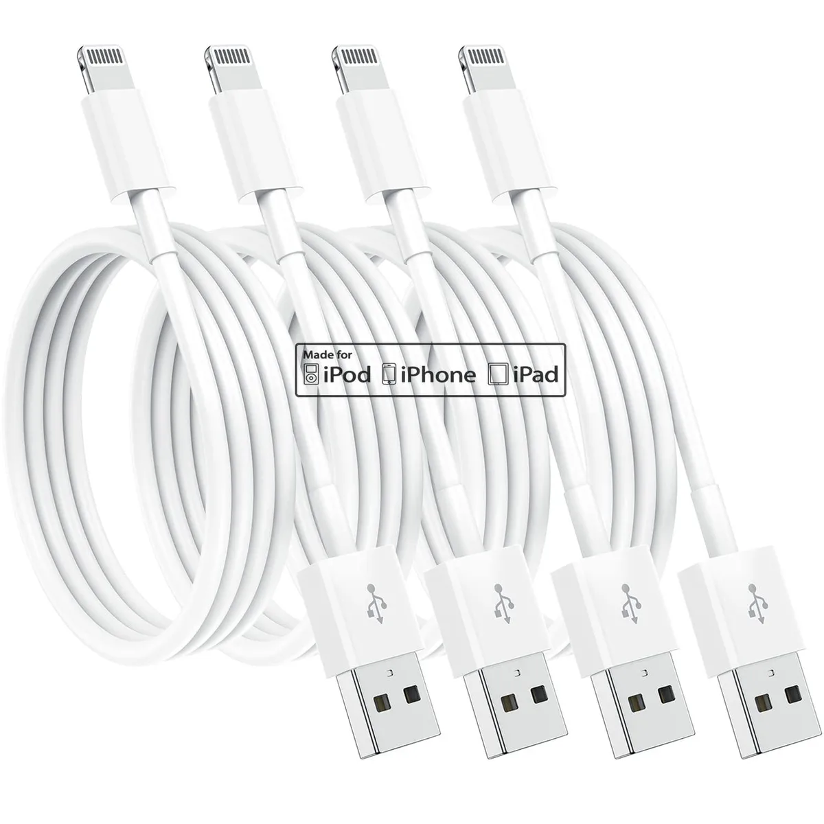  Susnwere 4 Pack Lightning Cables 3 ft White MFi Certified — product photo