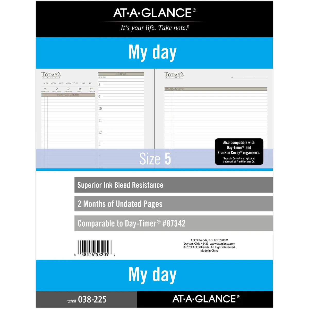 AT-A-GLANCE AT-A-GLANCE My Day Planner Refills Undated 8-1/2 x 11 in White — product photo