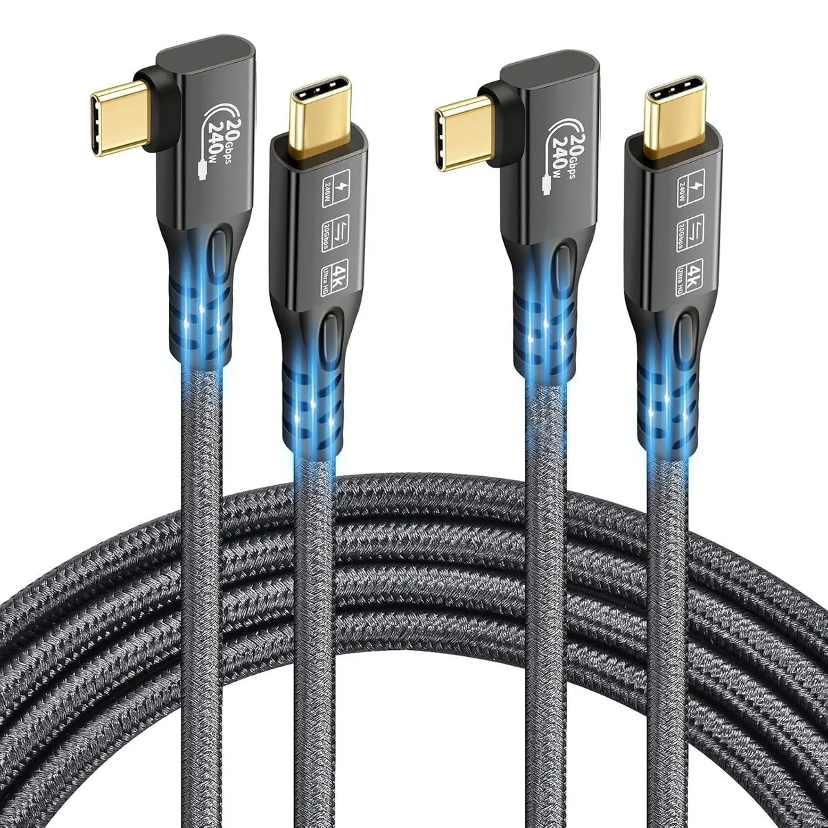 BUCIER BUCIER USB C 3.2 Gen2 20Gbps Cable 2PCS 90Degree 240W 1M — product photo