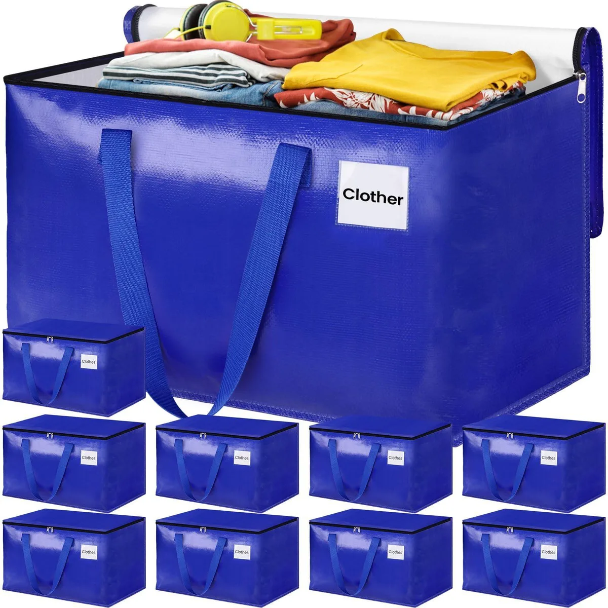 Blue 25 L storage bag with zipper top and sturdy handles