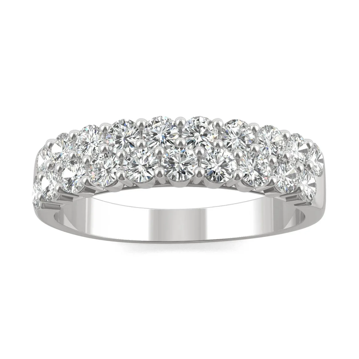 Charles &amp; Colvard Charles &amp; Colvard 14K White Gold Moissanite Anniversary Ring 2.4mm Size 8 1.00cttw DEW — product photo