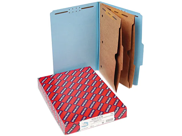 Smead Smead 19081 pressboard file folder, legal, six-section, blue, 10/box — product photo