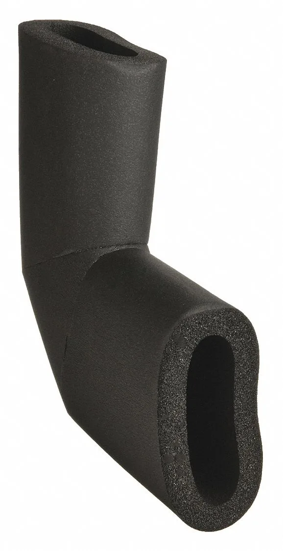 Black curved elastomeric pipe elbow insulation fitting