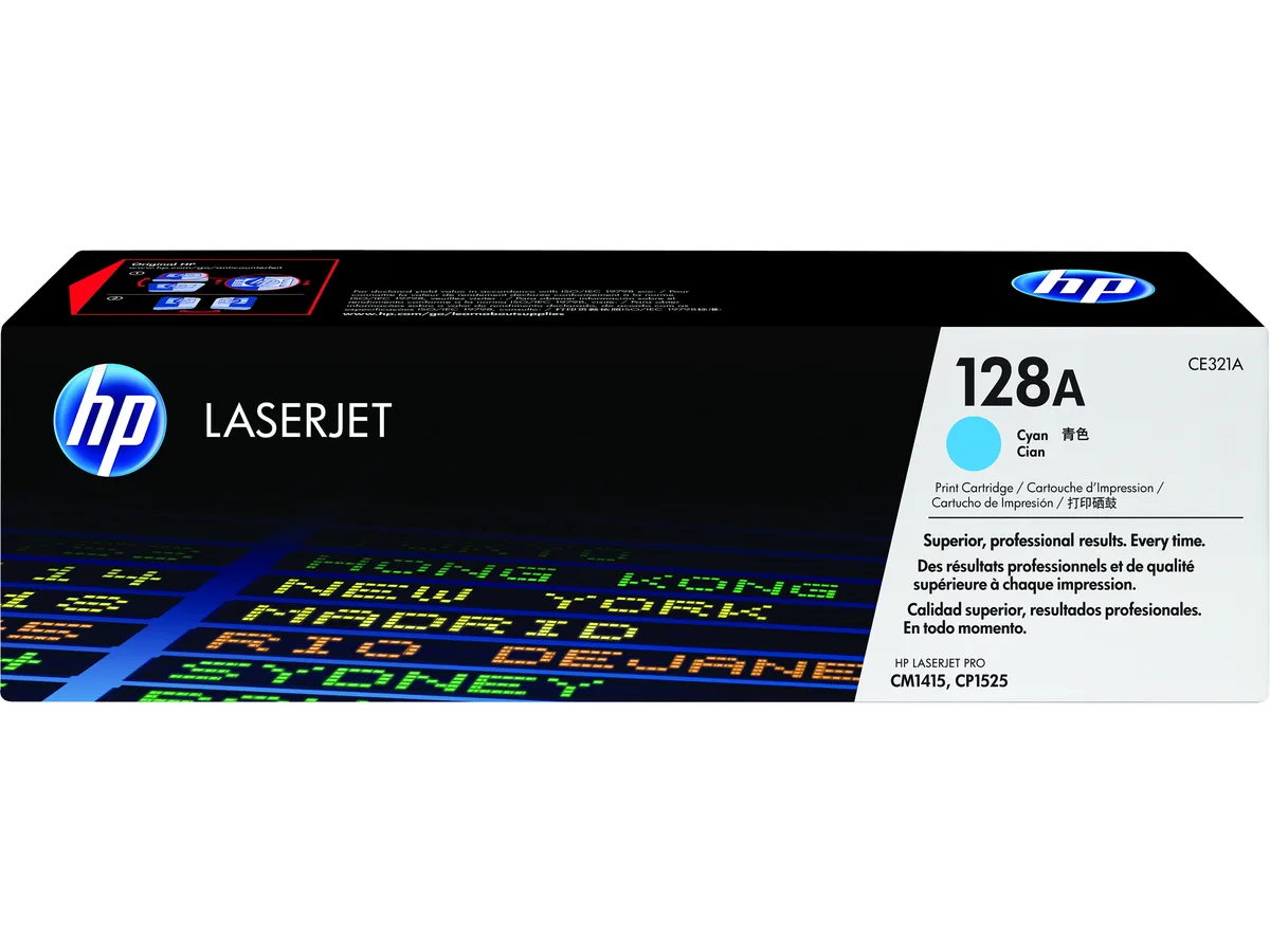 HP HP 128A CE321A Cyan Toner Cartridge Single Pack 1300 Pages — product photo