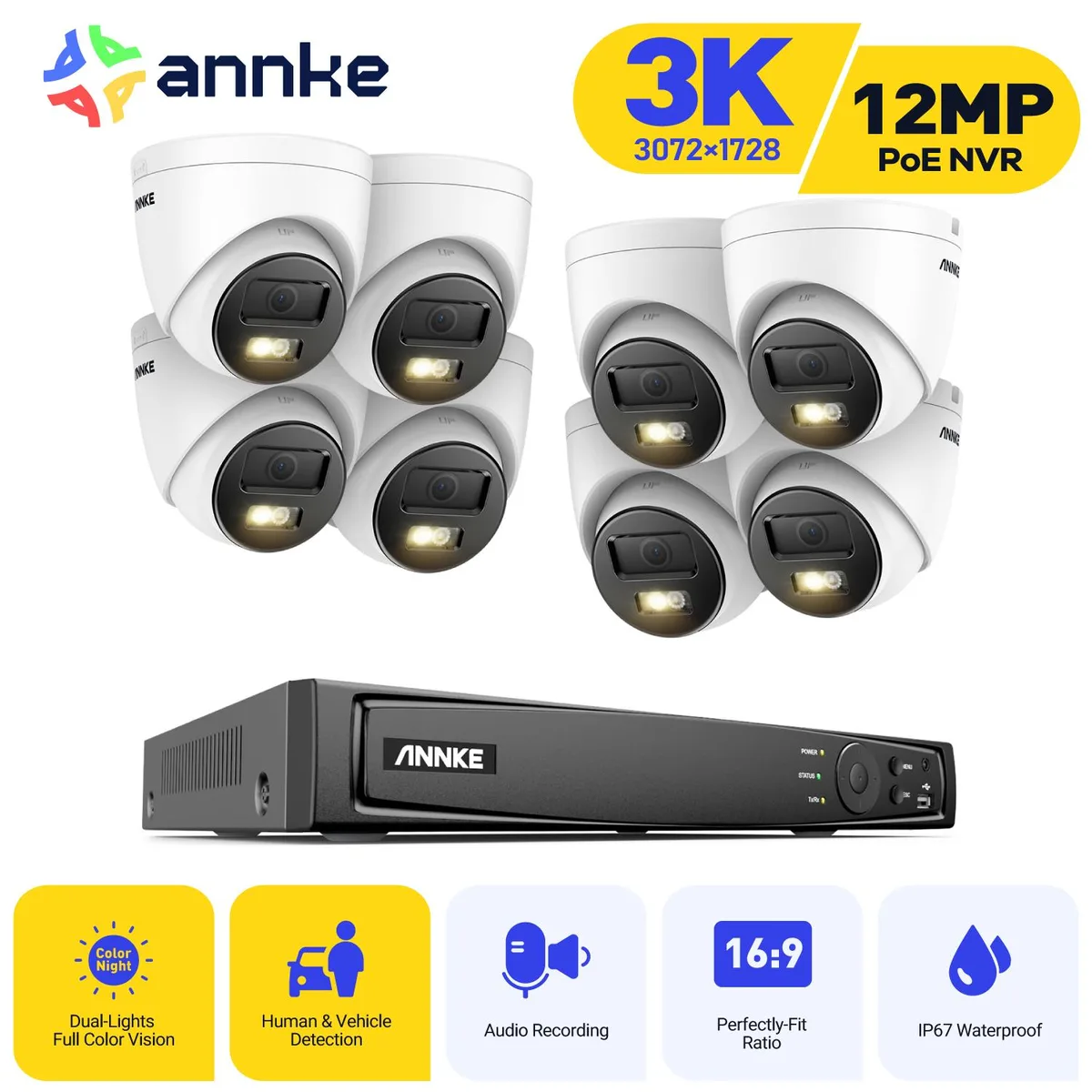 Annke Annke 8CH PoE Surveillance Security System 12MP NVR 8x 3K Camera 0TB — product photo