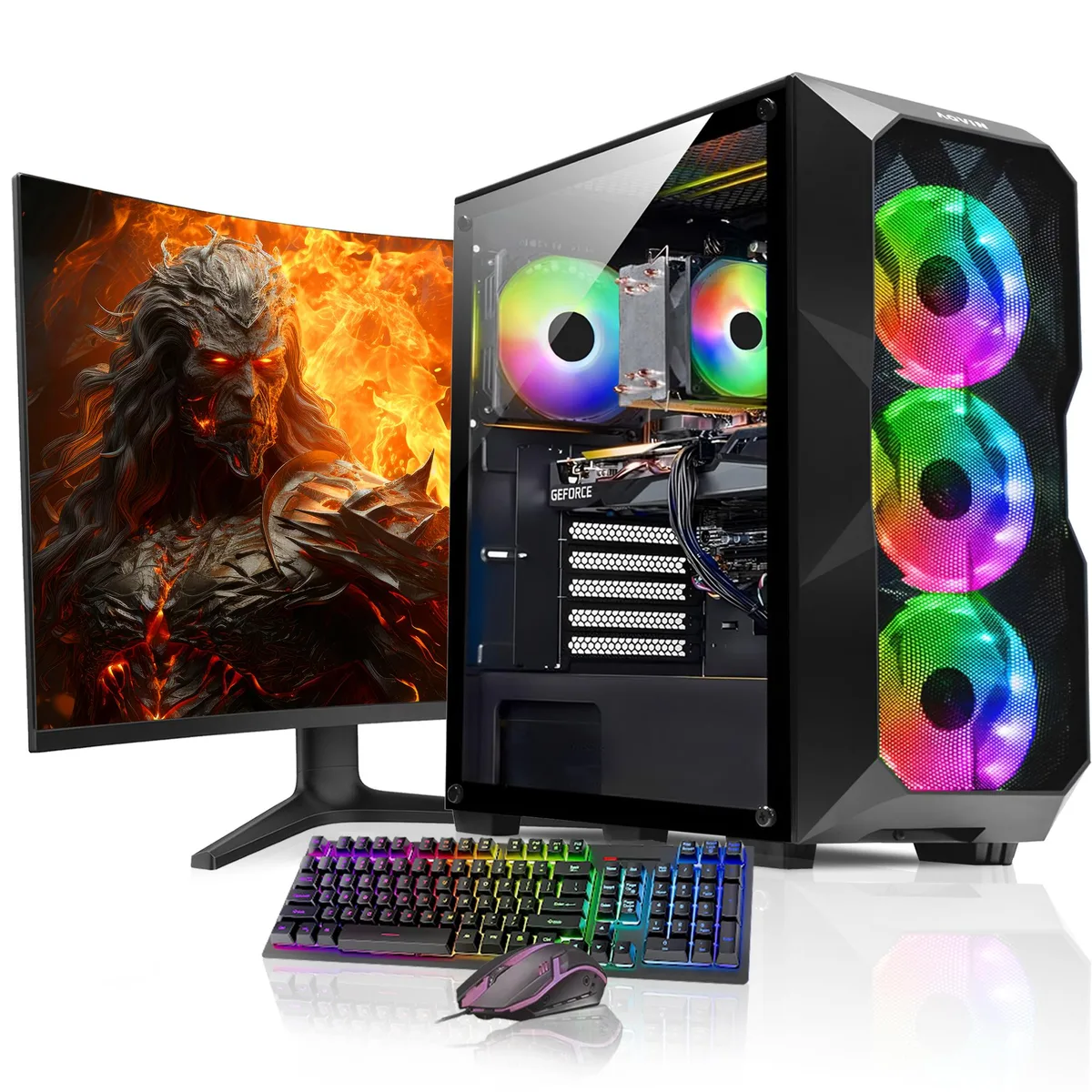 AQVIN AQVIN AQB70 Gaming PC Core i7-6700 RTX 3050 32GB 1TB 27″ Monitor — product photo