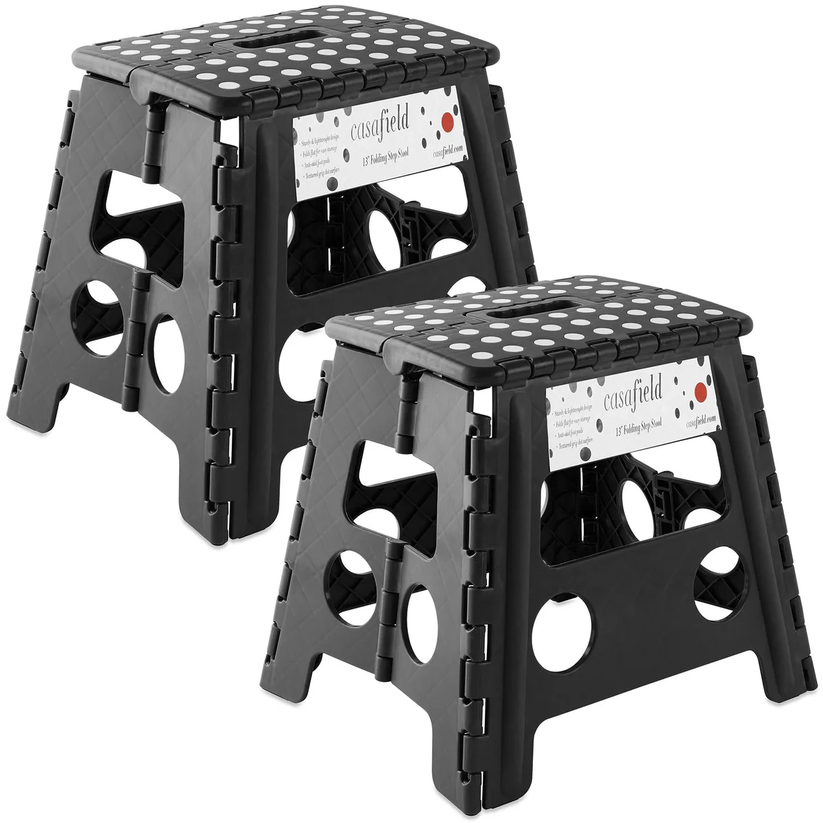 Casafield Casafield 13" Folding Step Stool with Handle, Black, Set of 2 — product photo