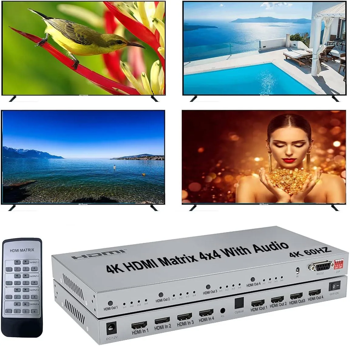 AUTYUE AUTYUE 4x4 HDMI Matrix Switch 4K@60Hz 18Gbps Silver — product photo