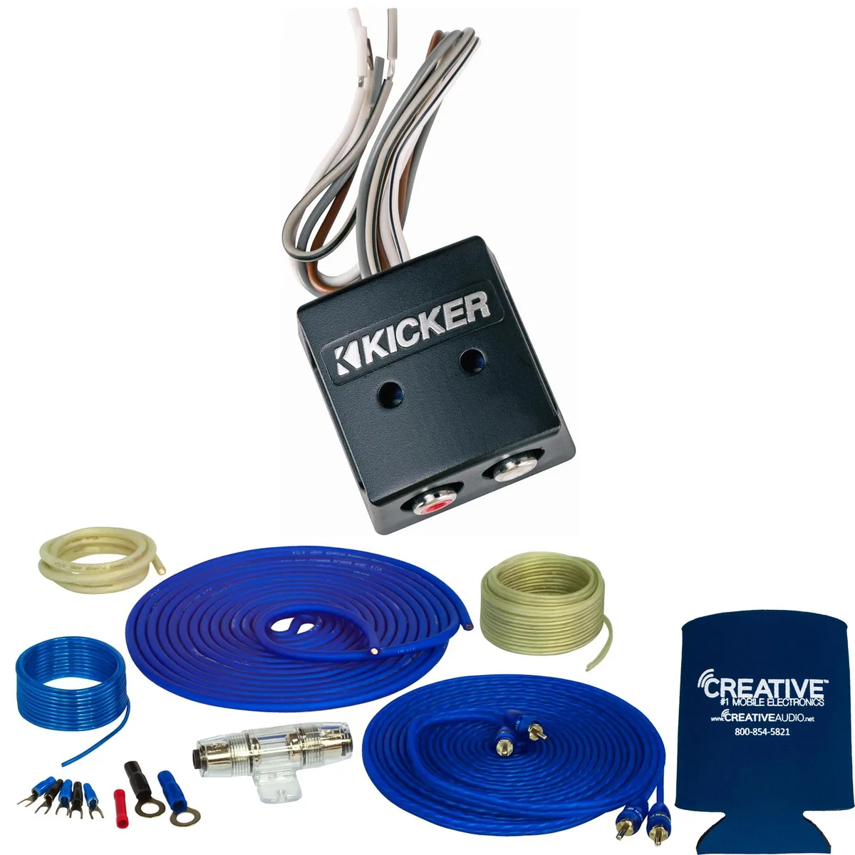 STINGER STINGER SS600XS 8GA Copper 600W Wiring Kit with Kicker 46KISLOC Line Output Converter Factory Integration — product photo