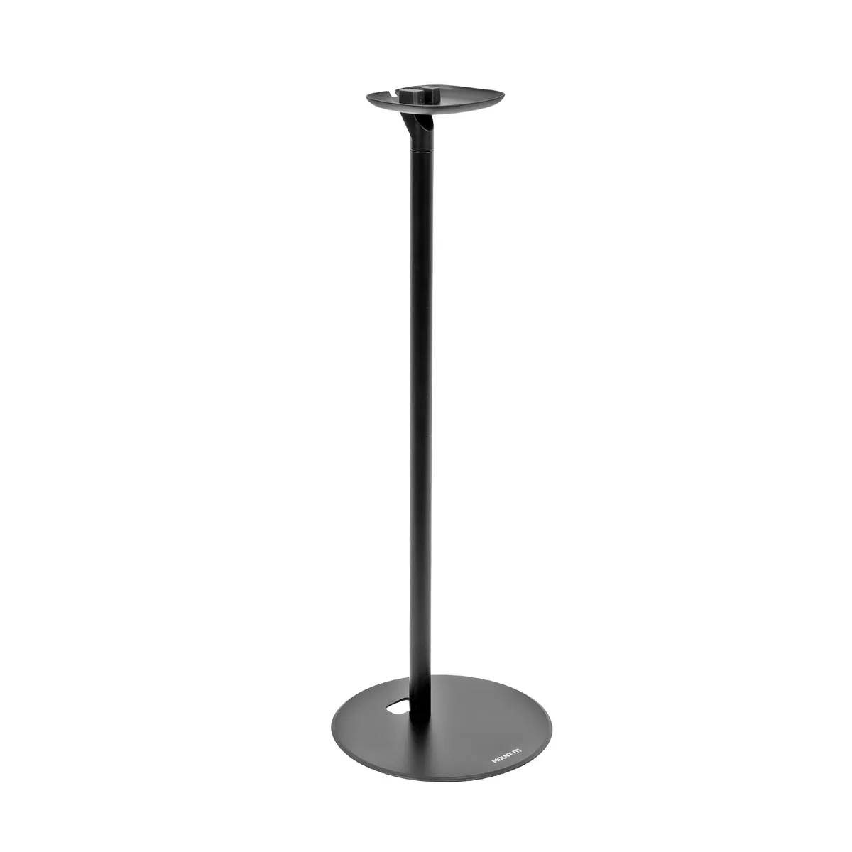 Black floor speaker stand, 28 inches tall, square base 9.8 inches, press-fit cable management, top platform for Sonos One SL Play:1