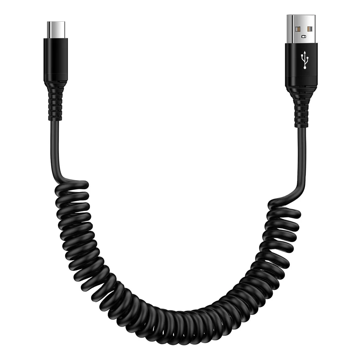  Flecom USB A to USB C coiled cable 5 ft 480 Mbps 3 A — product photo