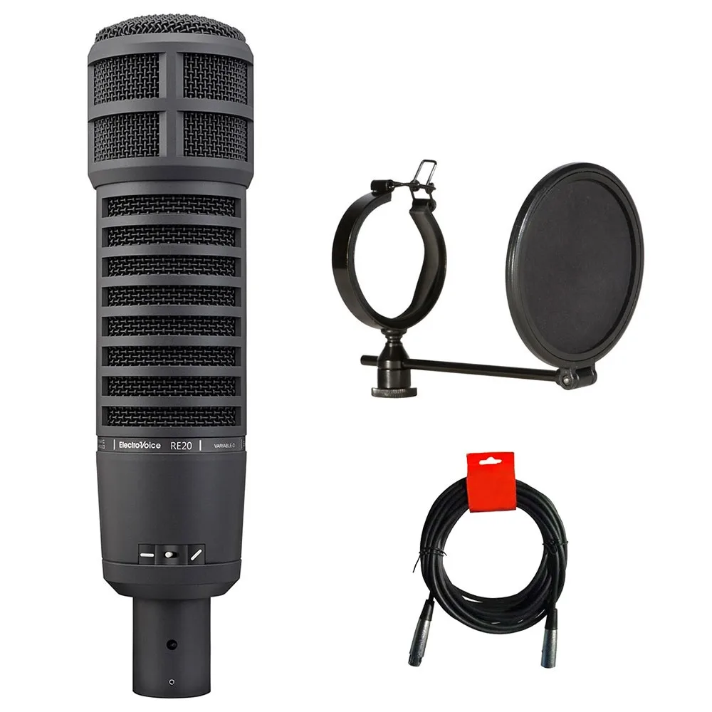 Electro-Voice Electro-Voice RE20 Broadcast Microphone Bundle with Pop Filter and XLR Cable — product photo