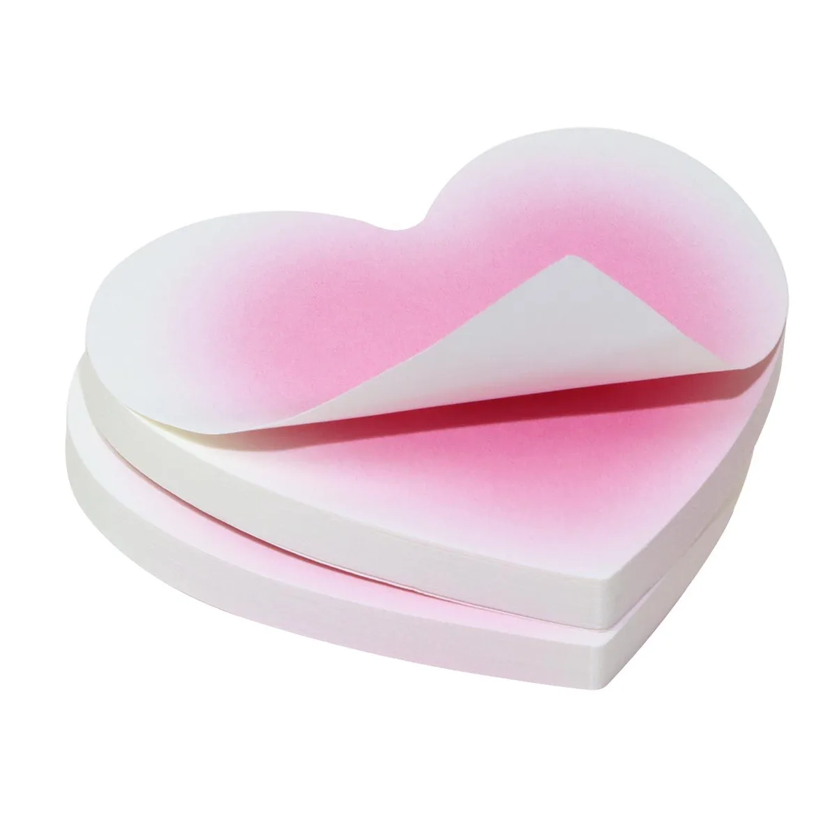Twelve pink heart shaped sticky note pads 7 by 6.8 cm 50 sheets each