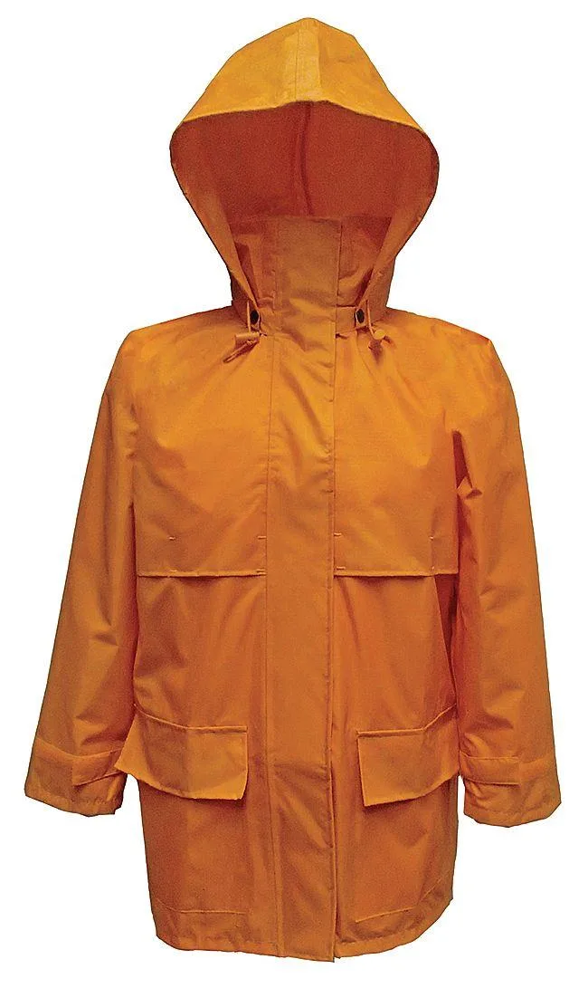 Yellow rain jacket size XL 33 inches detachable hood hook-and-loop cuffs