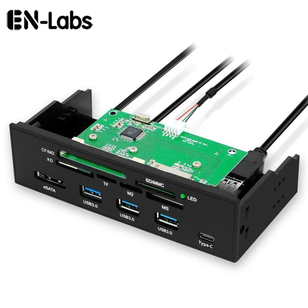 Hetai Tech Hetai Tech 5.25" Front Panel USB 3.0 Hub Card Reader with USB 3.1 Type-C eSATA — product photo