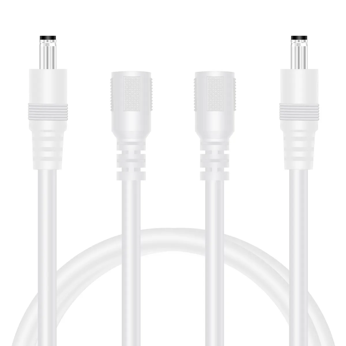  Fancasee 18 AWG 5.5 x 2.1 mm DC Power Extension Cord 2-Pack 3 ft White — product photo