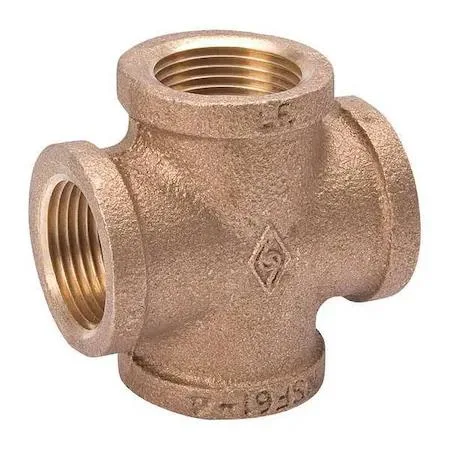 Brass cross coupling with four female NPT ports