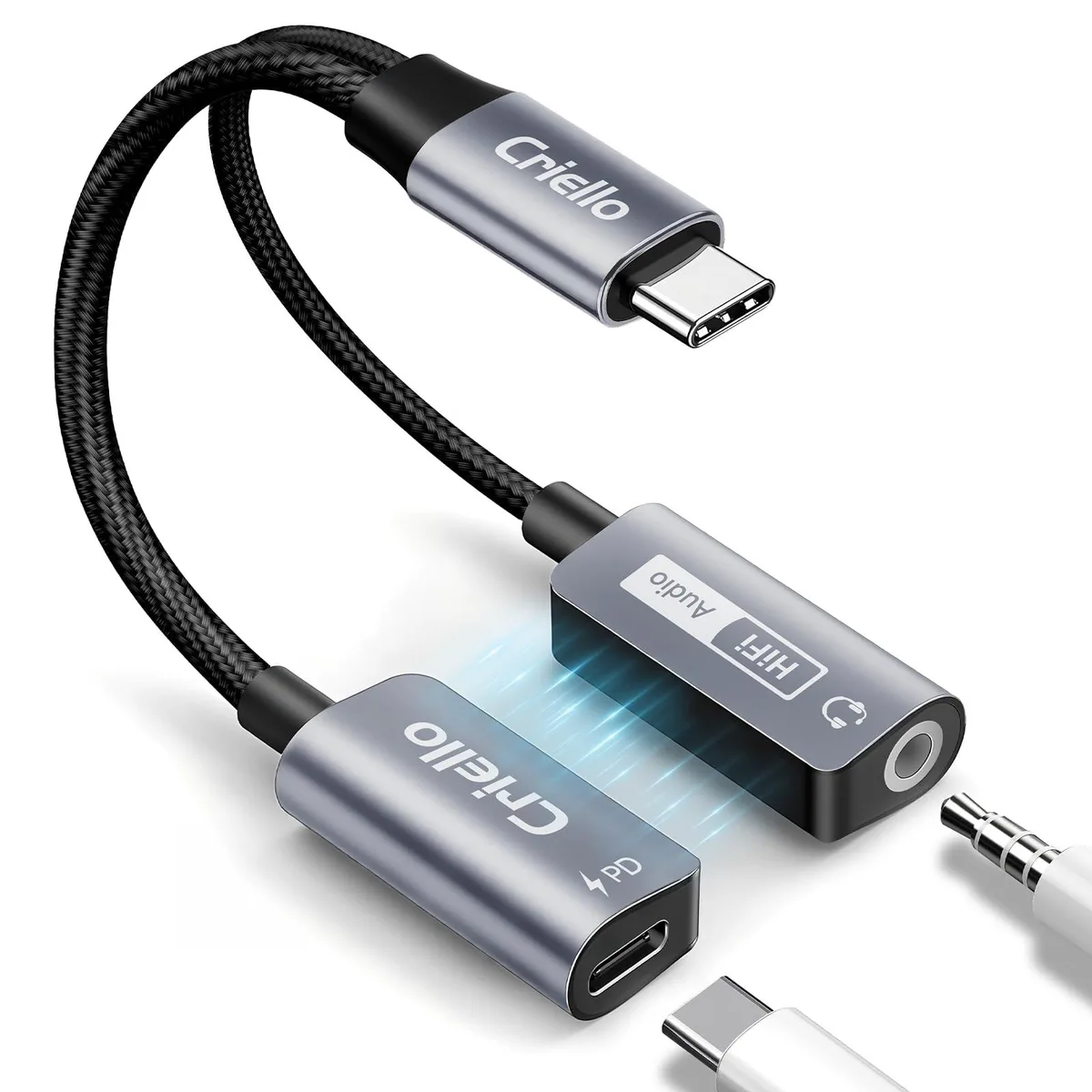 Criello Magnetic USB-C to 3.5mm Audio Adapter PD 60W — product photo