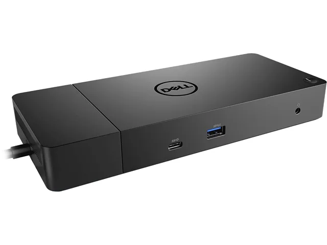 Rectangular black Dell Thunderbolt dock with front ports