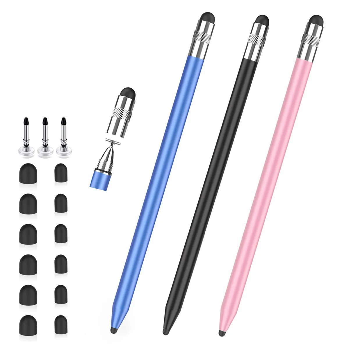 StylusLink 3-in-1 Stylus Disc & Rubber Tips 5.7 in — product photo