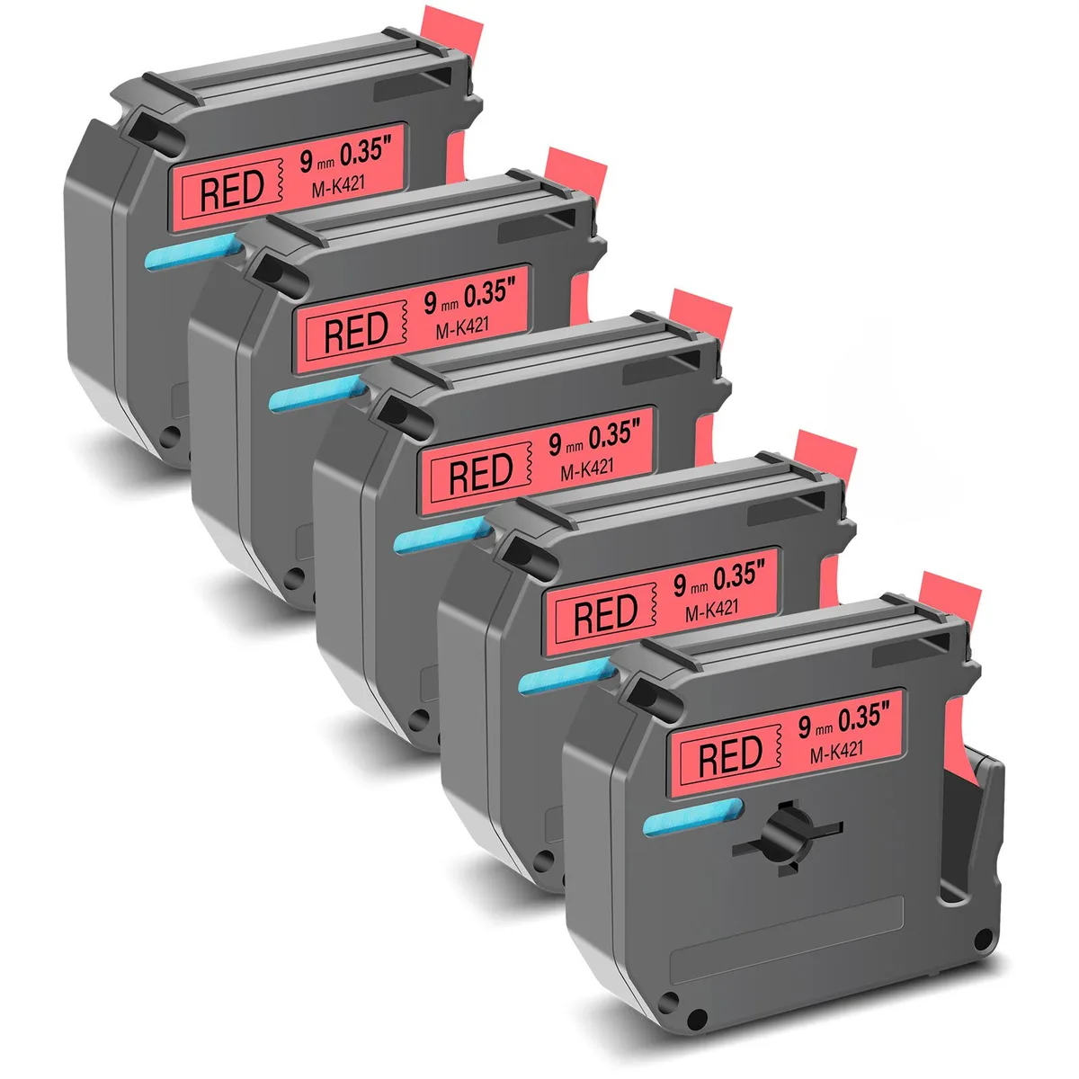 GREENCYCLE GREENCYCLE MK-421 label tape 9mm 8m Black on Red 5 pack — product photo