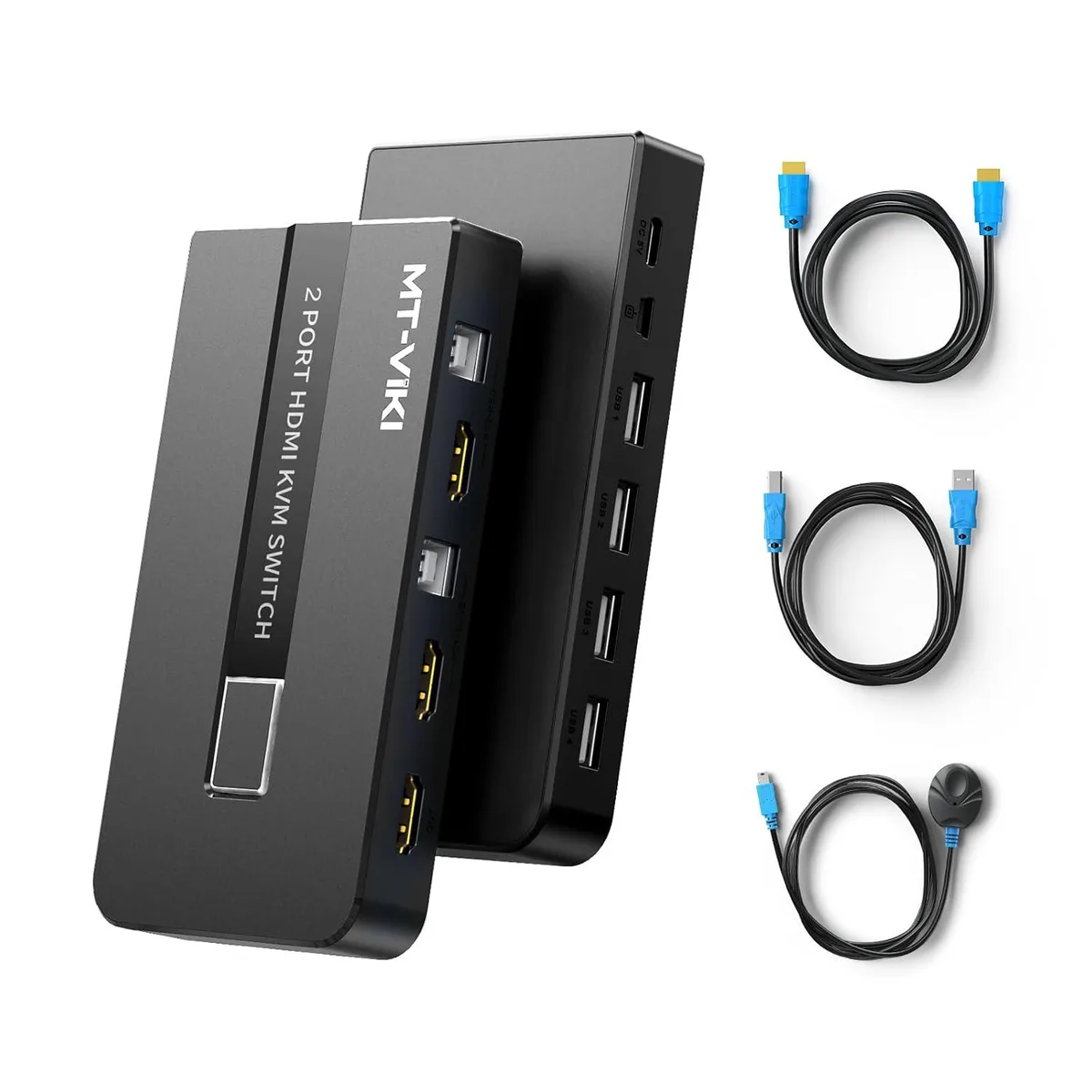 NShi NShi KVM Switch HDMI 2 Port 4K60Hz 2 USB 2.0 Devices Cables Included — product photo
