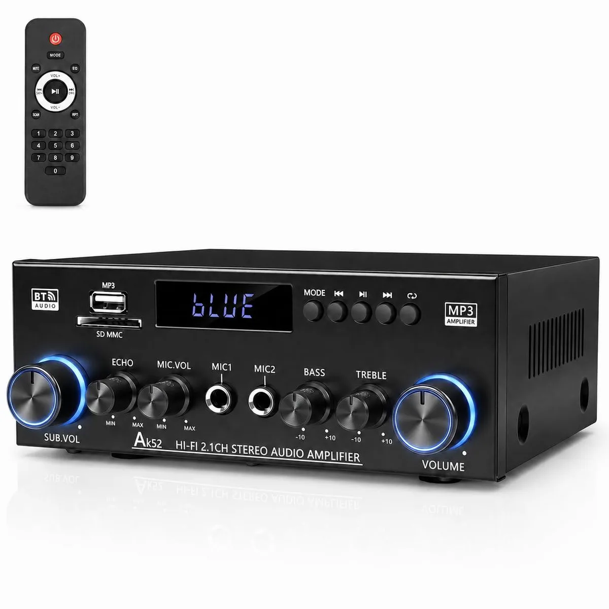  ELZONYX AK52 2.1ch Bluetooth 5.0 Stereo Receiver 50W×2+70W — product photo