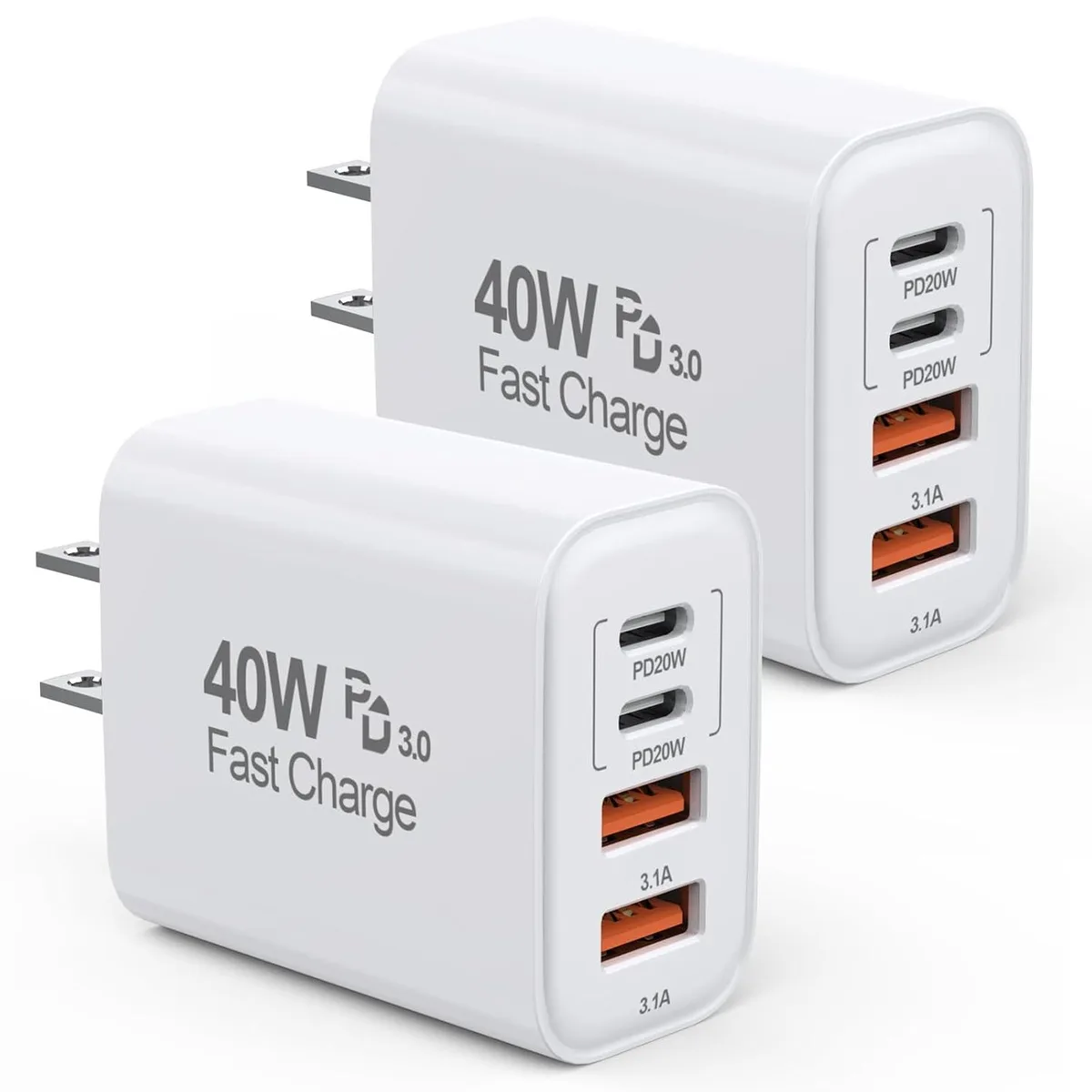 ONITOON ONITOON 40W 4-Port USB-C Wall Charger 2-Pack PD 3.0 QC — product photo