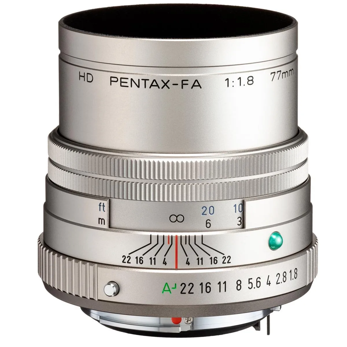 PENTAX PENTAX HD Pentax-FA 77mm f/1.8 Limited Lens Silver camera lens — product photo