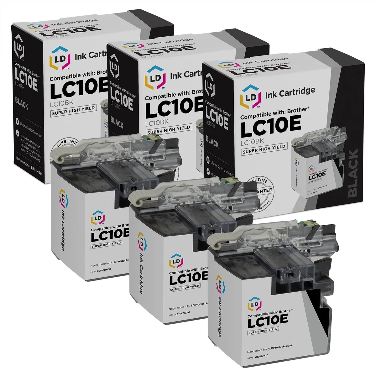 LD Products LD Products Compatible Ink Cartridge for Brother LC10EBK Super High Yield Black 3-Pack 2400 Pages — product photo