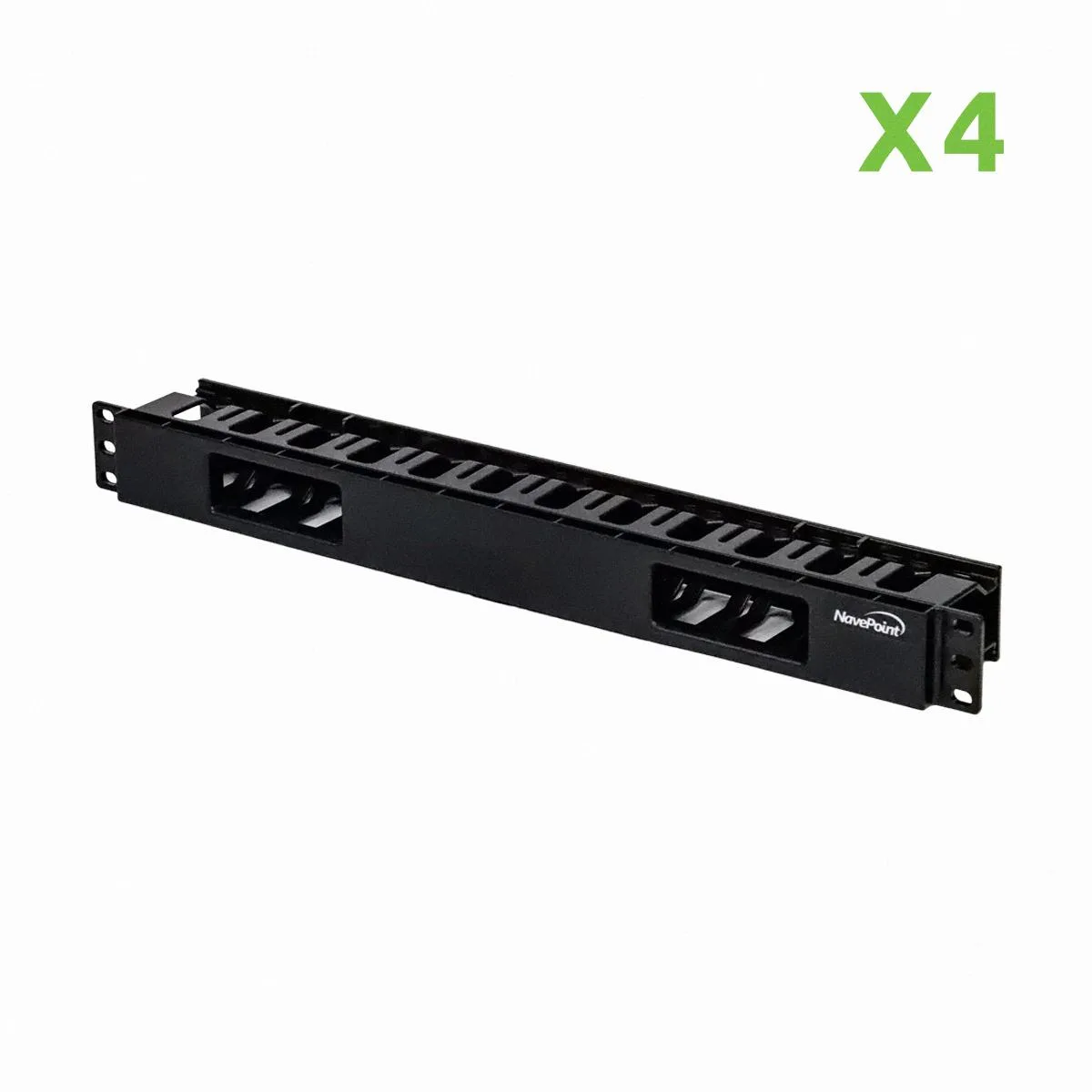 NavePoint NavePoint 19-Inch Rack Mount Cable Management Raceway Duct Panel With Cover Black 4-Pack — product photo