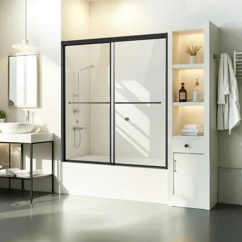 VEVOR VEVOR CNH-DE-S722 Bathtub Shower Door 56-60×60 in Black — product photo
