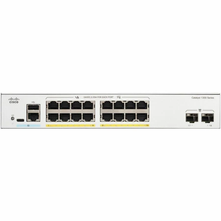 Cisco Systems, Inc. Cisco Systems, Inc. C1300-16FP-2G 16-port Gigabit PoE+ Layer 3 network switch — product photo