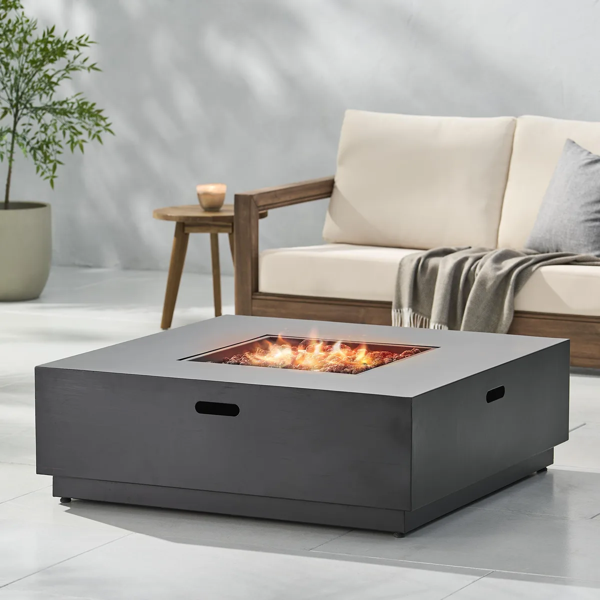tuphen tuphen 40'' Square Iron Fire Pit 50000 BTU Dark Gray — product photo