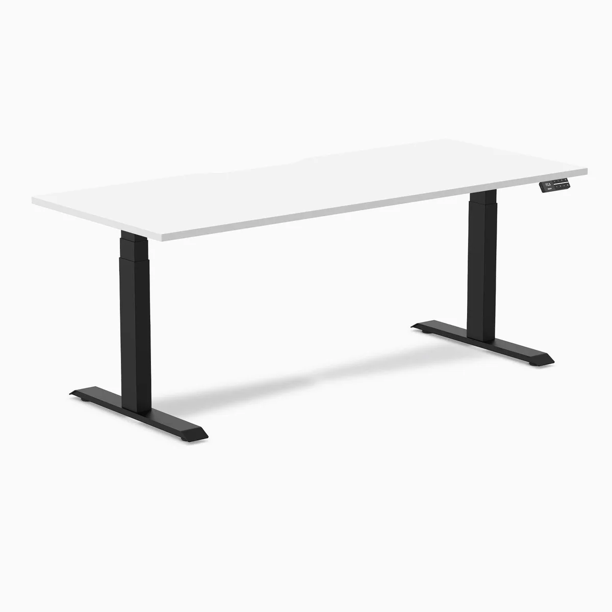 Desky Desky Dual Scalloped Laminate Sit Stand Desk White 70.9 x 29.5 in Matte Black — product photo