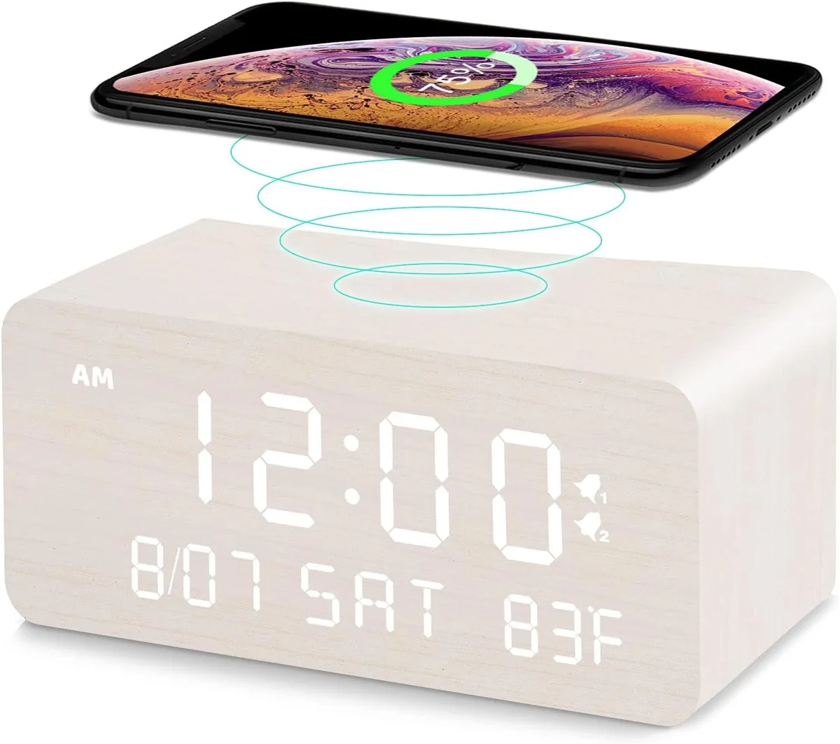 PISKEKAT PISKEKAT Server Rack Wireless Charging Alarm Clock White — product photo
