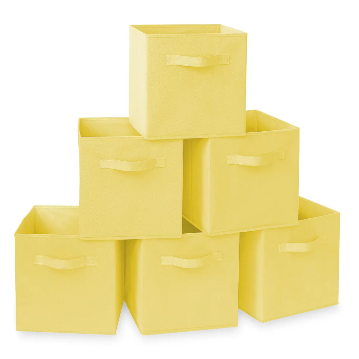 Casafield Casafield Set of 6 Collapsible Fabric Cube Storage Bins Yellow 10.5" x 11 — product photo
